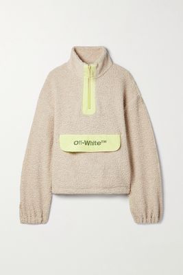 Off-White - Printed Shell-trimmed Wool-blend Fleece Sweatshirt - Neutrals