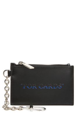 Off-White Quote Bookish Leather Card Case with Key Ring in Black/Blue