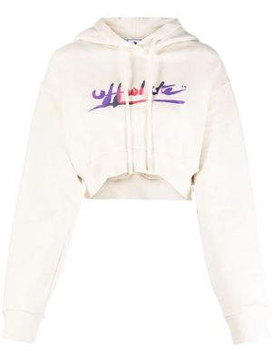 Off-White Readymade logo-print cropped hoodie - Neutrals