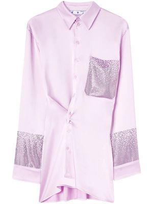 Off-White rhinestone-embellished satin shirt dress - Purple