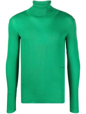 OFF-WHITE rib-knit roll neck sweater - Green