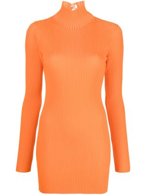 Off-White ribbed long-sleeve minidress - Orange