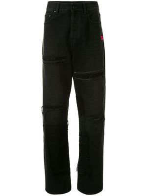 Off-White ripped Arrows-logo jeans - Black fuchsia