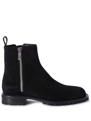 Off-White round-toe suede ankle boots - Black