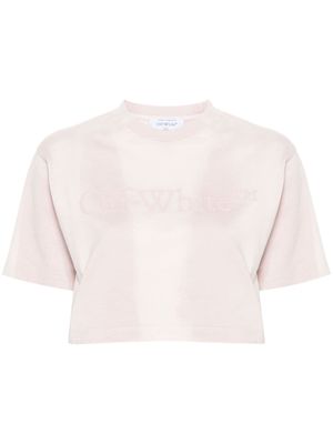 Off-White rubberised-logo cropped T-shirt - Pink