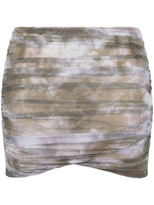 Off-White ruched tie-dye skirt - Green