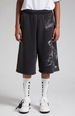 Off-White S. Matthew Oversize Graphic Sweat Shorts in Black Grey