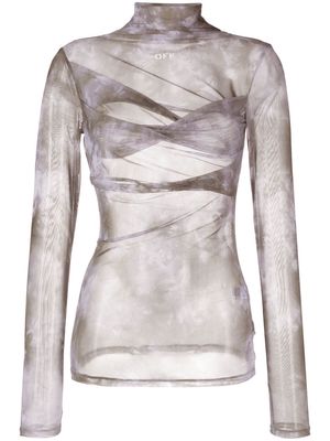 Off-White sheer mesh long-sleeve top - Green