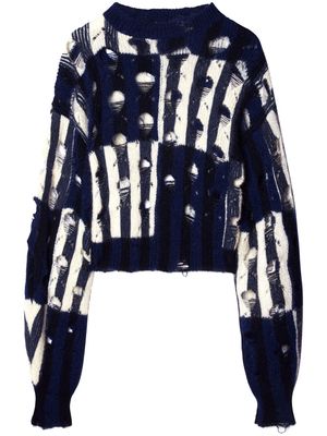 Off-White Shibori distressed knitted jumper - Blue