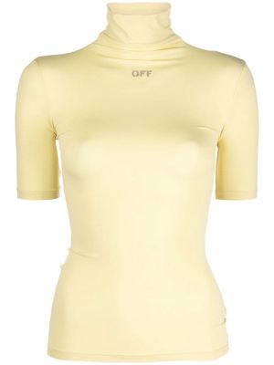 Off-White short-sleeved turtle neck top - Yellow