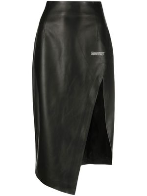 Off-White side-slit leather skirt - Black