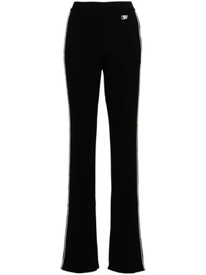 Off-White side-stripe ribbed flared trousers - Black