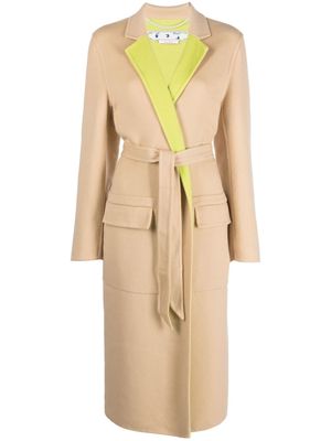 Off-White single-breasted belted coat - Neutrals