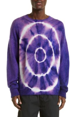 Off-White Skate Fit Tie Dye Mohair Blend Sweater in Purple