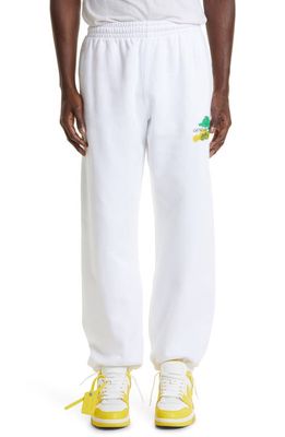 Off-White Slim Fit Brush Arrow Cotton Sweatpants in White Multi