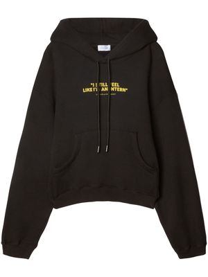 Off-White slogan-print cotton hoodie - Black