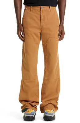 Off-White Slow Canvas Flare Leg Carpenter Pants in Camel White