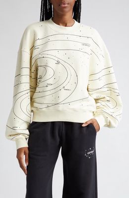 Off-White Solar System Cotton Crewneck Sweatshirt in Beige Black