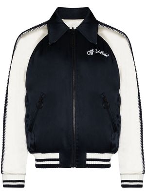 Off-White Souvenir logo-embroidered bomber jacket - 4501 DARK BLUE WHITE