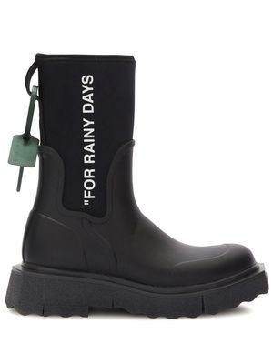 Off-White Sponge logo-print rain boots - Black