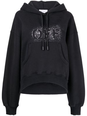 Off-White spray-paint logo cotton hoodie - Black