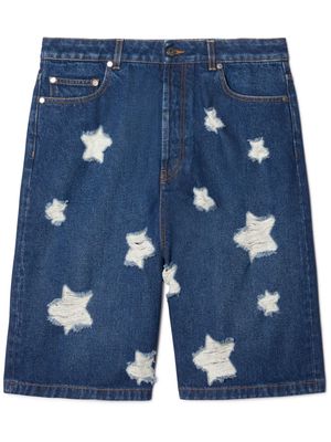 Off-White Stars Den ripped denim shorts - Blue
