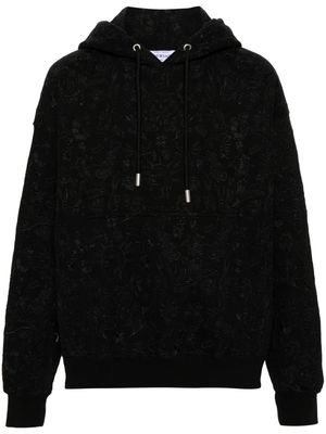 Off-White Tattoo-embroidered cotton hoodie - Black