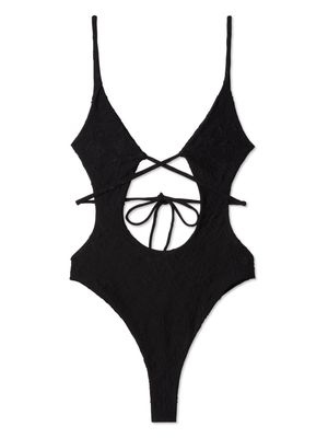 Off-White Tattoo jacquard swimsuit - Black