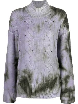 Off-White tie-die cable-knit jumper - Purple