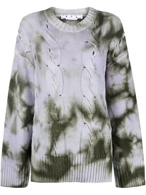 Off-White tie-dye print cable knit sweater - Purple