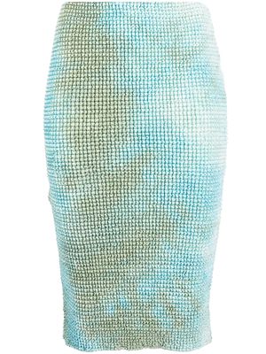 Off-White tie-dyed smocked skirt - Blue