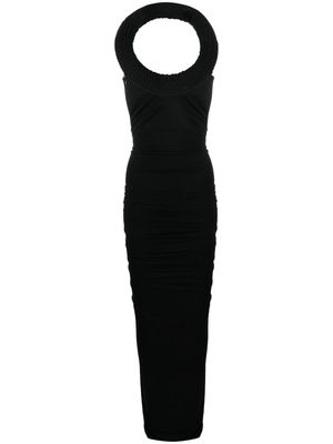 Off-White tire-effect ring sleeveless gown - Black