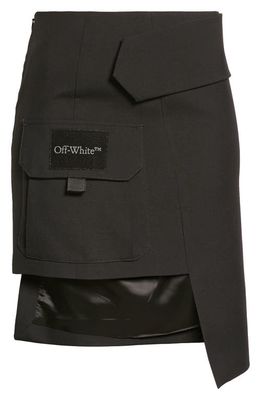 Off-White Toybox Asymmetric Wool Skirt in Black