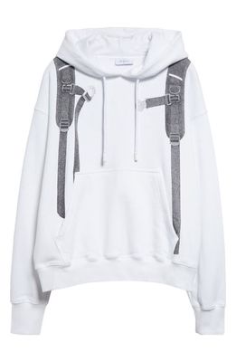 Off-White Trompe l'Oeil Backpack Skate Graphic Hoodie in White Black