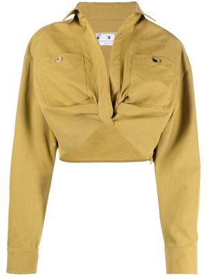 Off-White twist-front cropped cargo shirt - Green