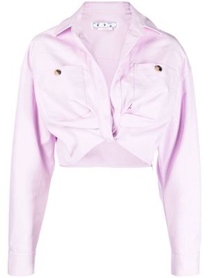 Off-White twisted-front cropped cotton jacket - Purple