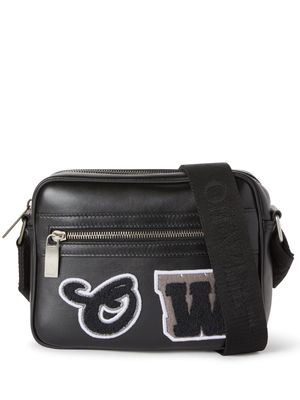 Off-White Varsity patch-detail leather messenger bag - Black