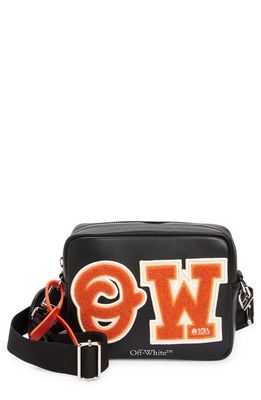 Off-White Varsity Patches Leather Camera Bag in Black Multi