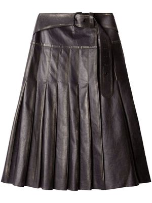Off-White vintage-belt pleated midi skirt - Black