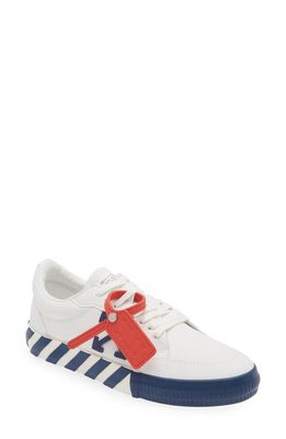 Off-White Vulcanized Low Top Sneaker in White Navy Blue