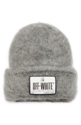 Off-White Wave Logo Patch Mohair Blend Beanie in Melange Grey