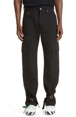 Off-White Wave Tag Wool Cargo Pants in Black