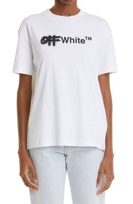 Off-White Women's Spray Paint Logo Cotton Graphic Tee in White Black