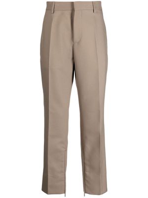 Off-White zip-detail cotton tailored trousers - Green