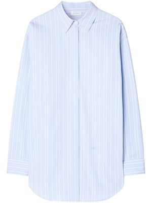 Off-White zip-detail pinstriped poplin shirt - Blue