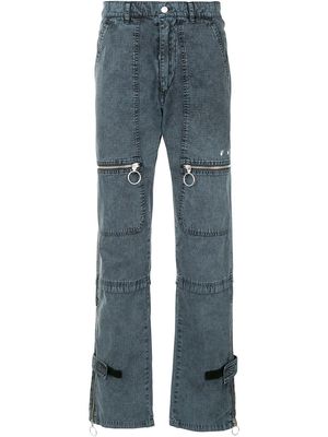 Off-White zip-detail straight-leg trousers - 4501 DARK BLUE WHITE