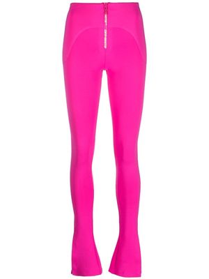 Off-White zip-front side-slit leggings - Pink