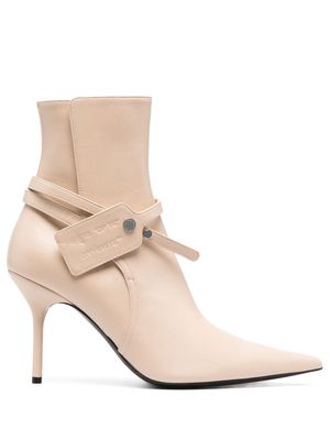 Off-White Zip Tie pointed leather boots - Neutrals