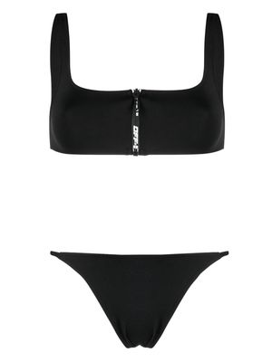 Off-White zipped logo-print bikini - Black