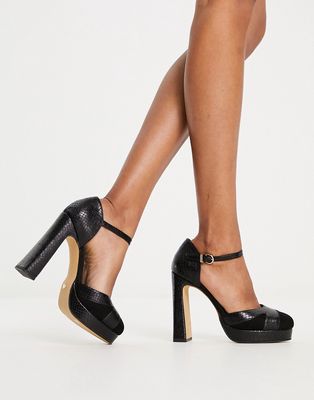 Office Haddie platform heeled shoes in black
